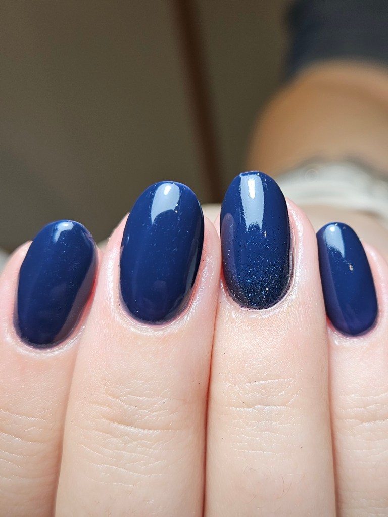 Deep navy blue hard gel on natural nails - Amy Suchowij Nail Studio Ipswich